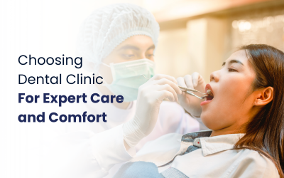 A girl getting dental treatment in the dental clinic.