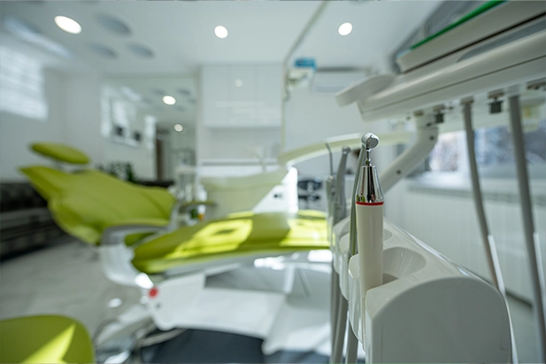 Dental tools on the dental chair.