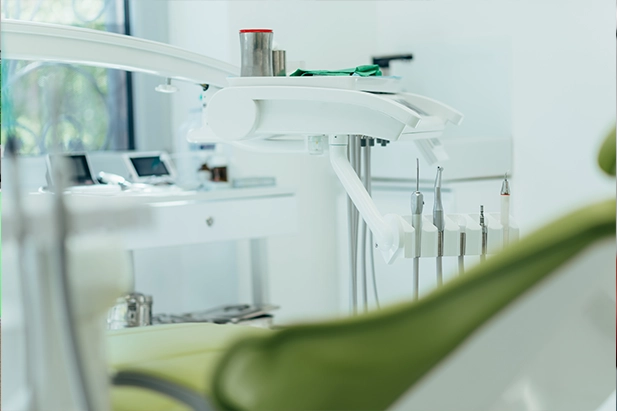 Dental chair for dental treatment in a dental clinic in Peshawar.